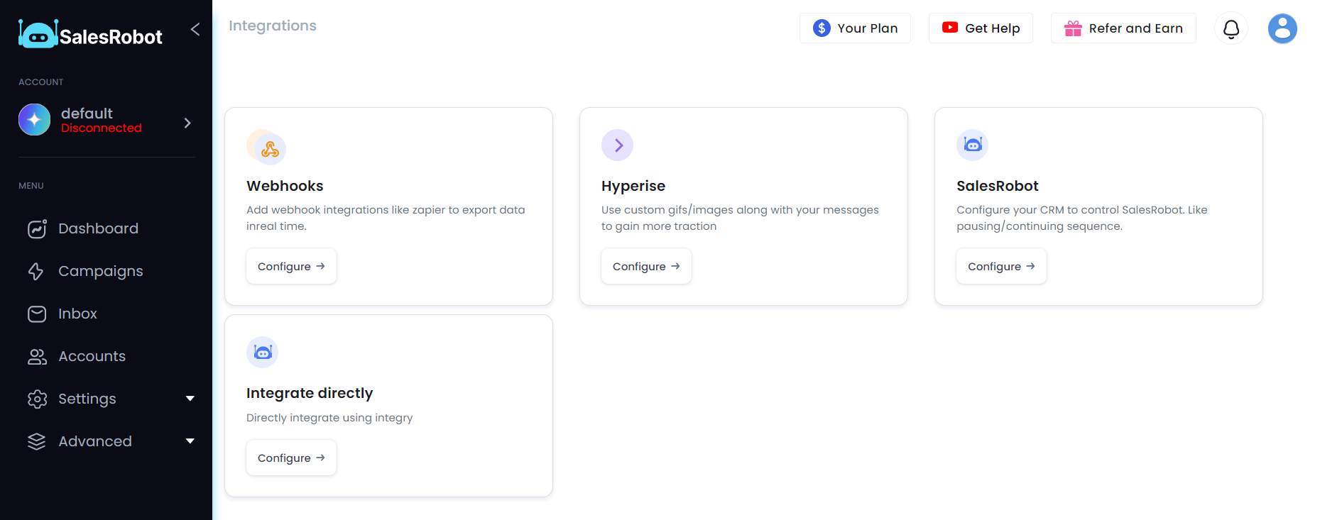 SalesRobot integration options