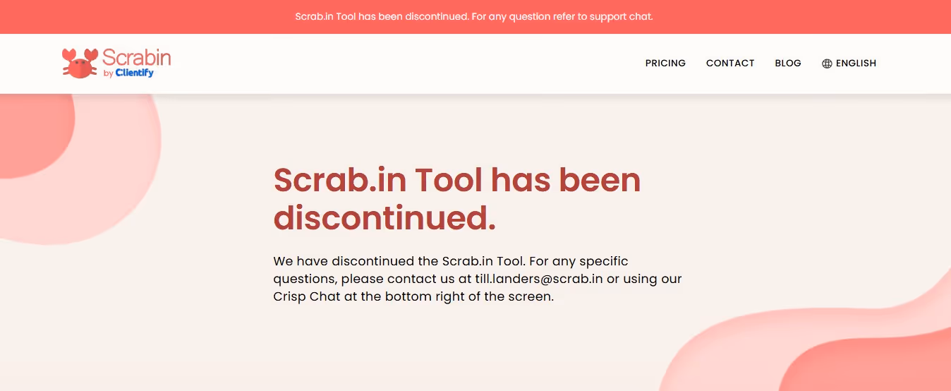 The Scrab.in Tool has been discontinued. Contact support.