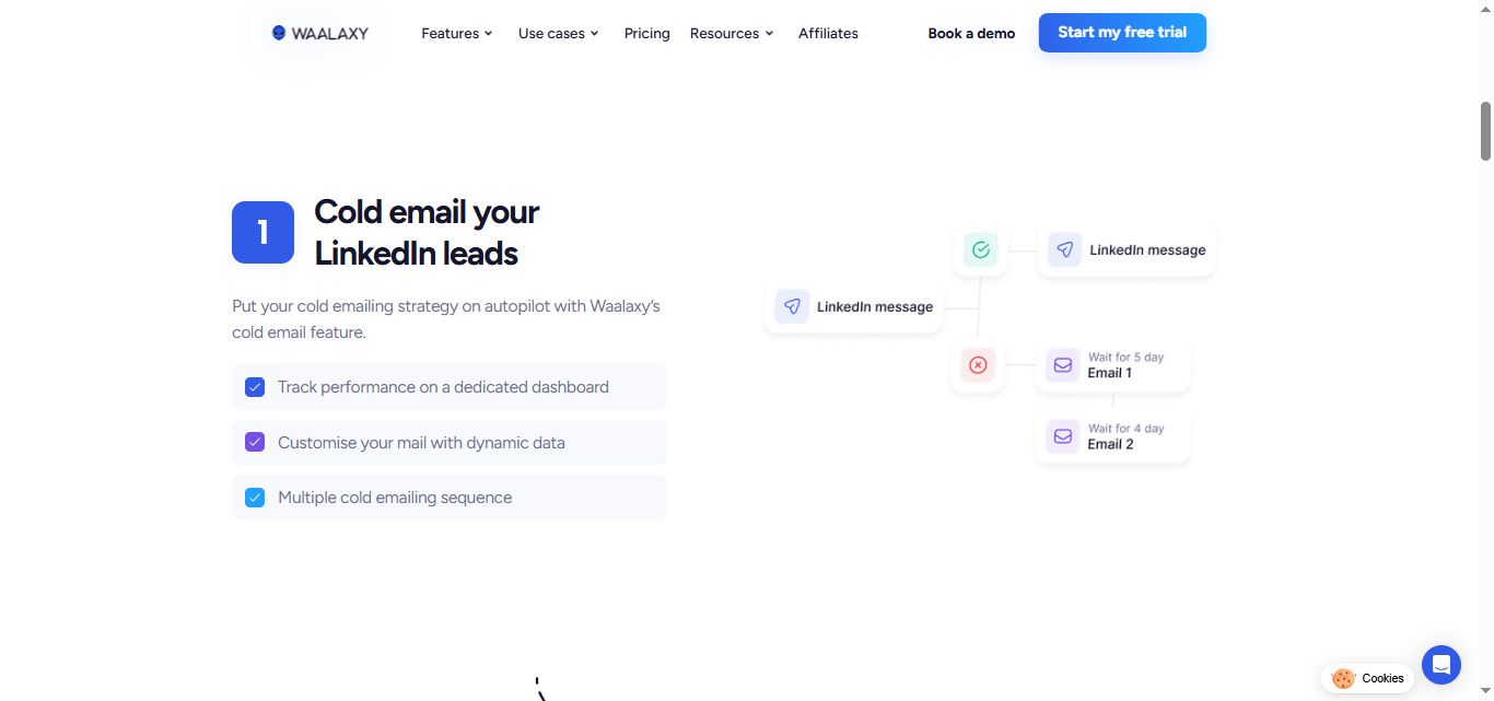 Cold email your LinkedIn leads with Waalaxy's autopilot feature.