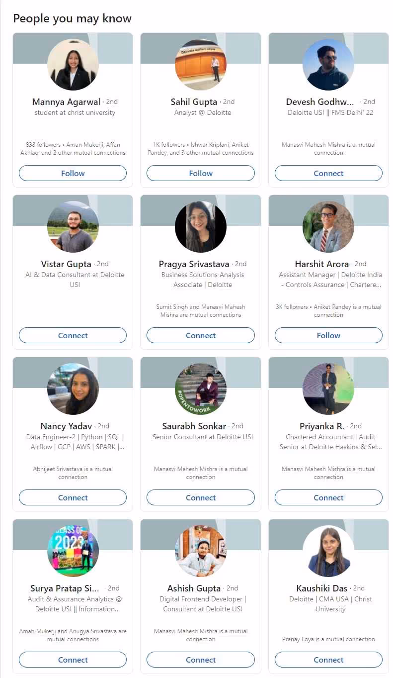 Alumni list on LinkedIn