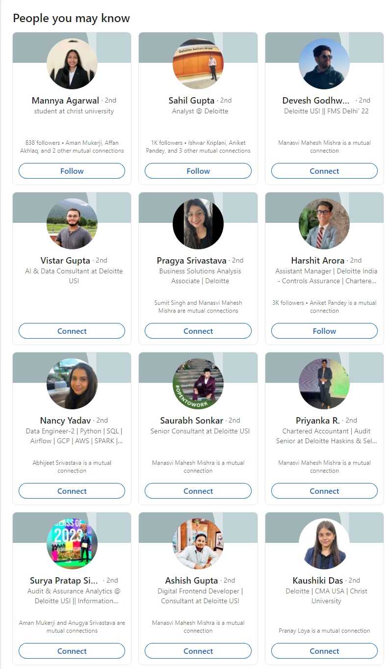Alumni list on LinkedIn