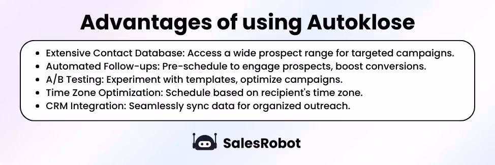 Autoklose advantages table