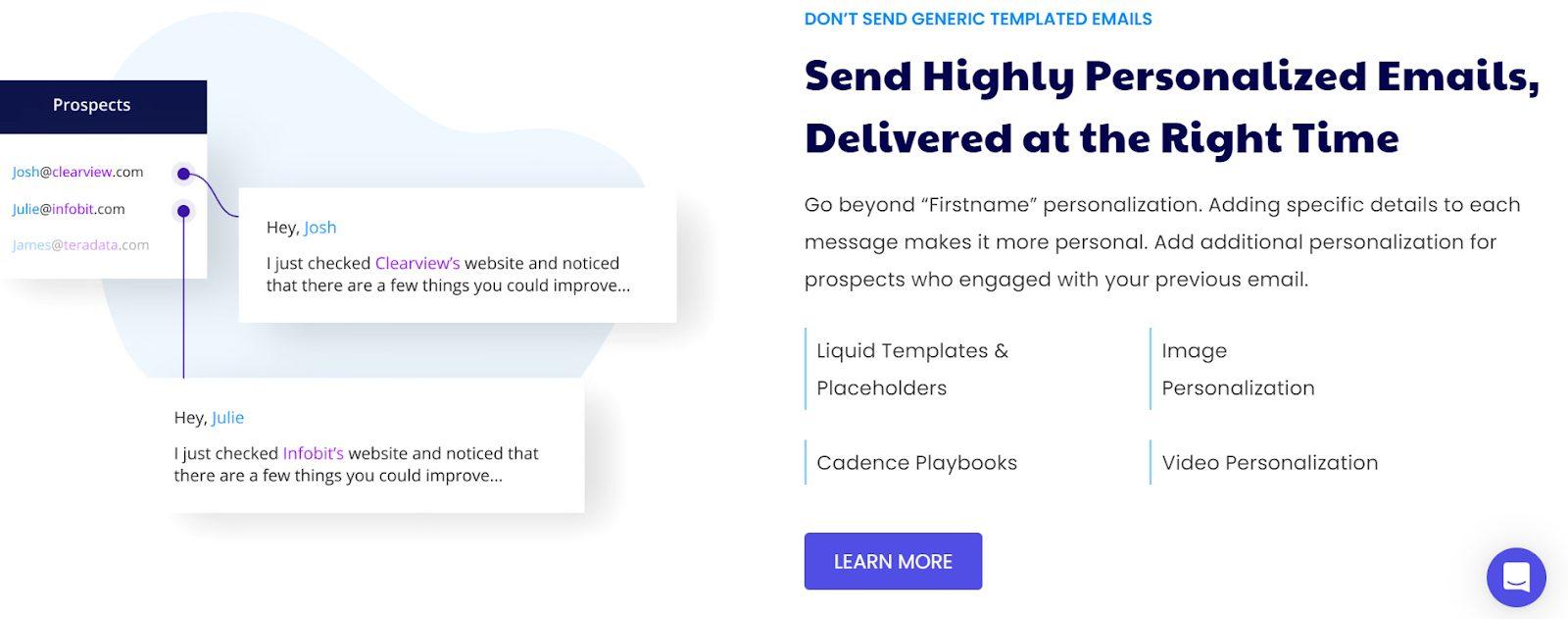 Klenty email personalization Liquid Templates and placeholders.