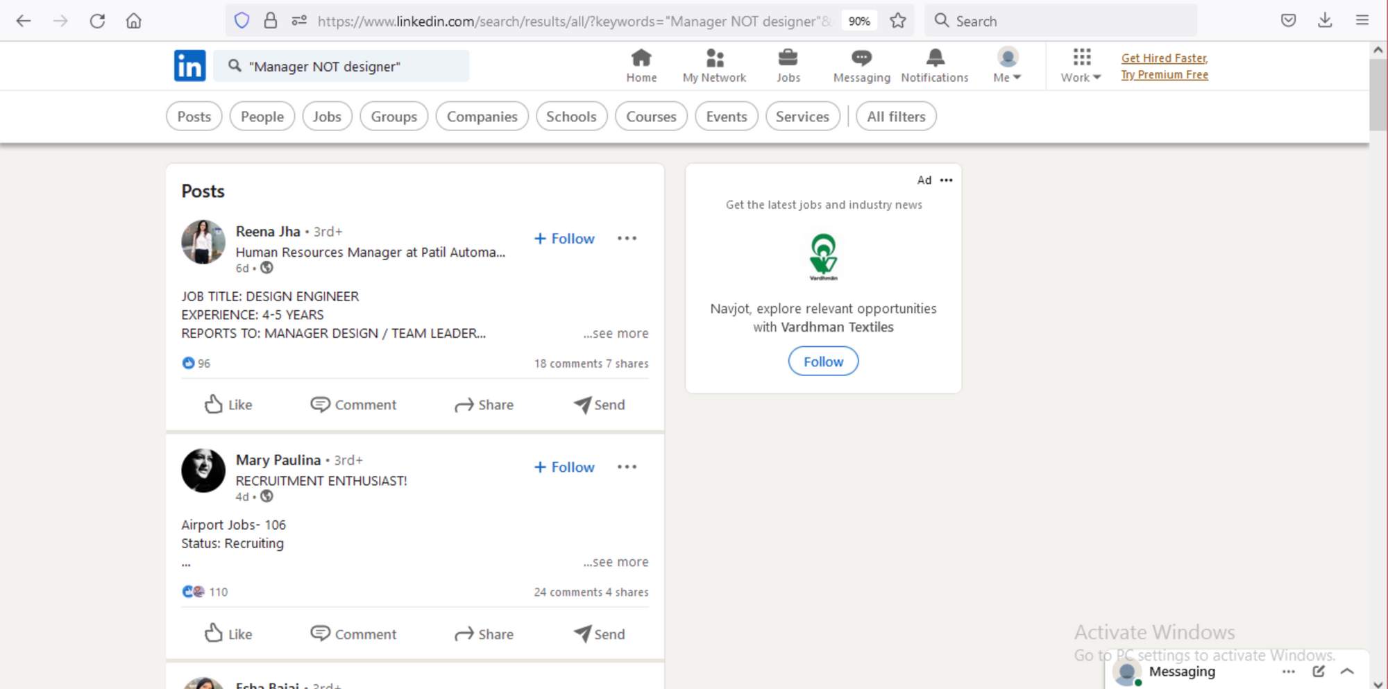 Search for manager not designers.