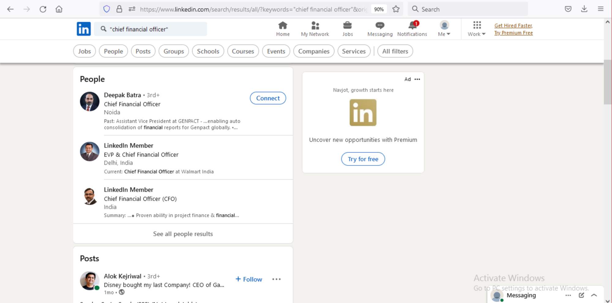 Search for CFO on LinkedIn.