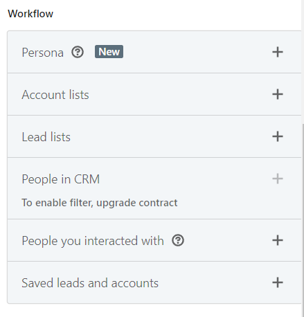 LinkedIn Sales Navigator Workflow filters