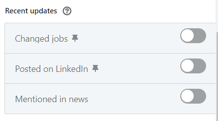 LinkedIn Sales Navigator Recent Updates filters