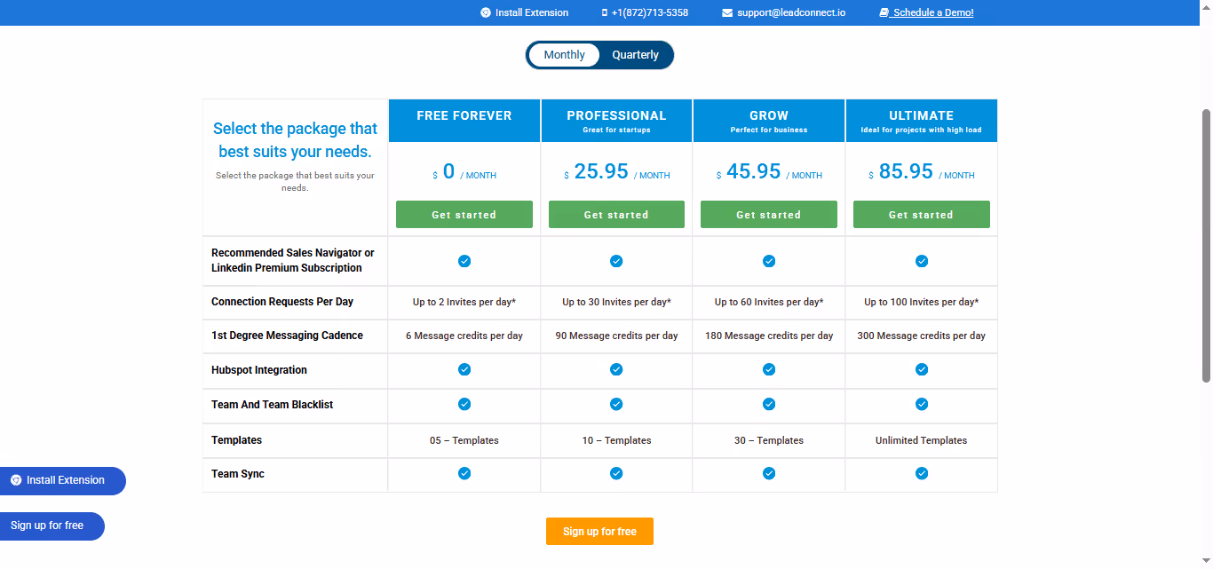 Lead Connect pricing