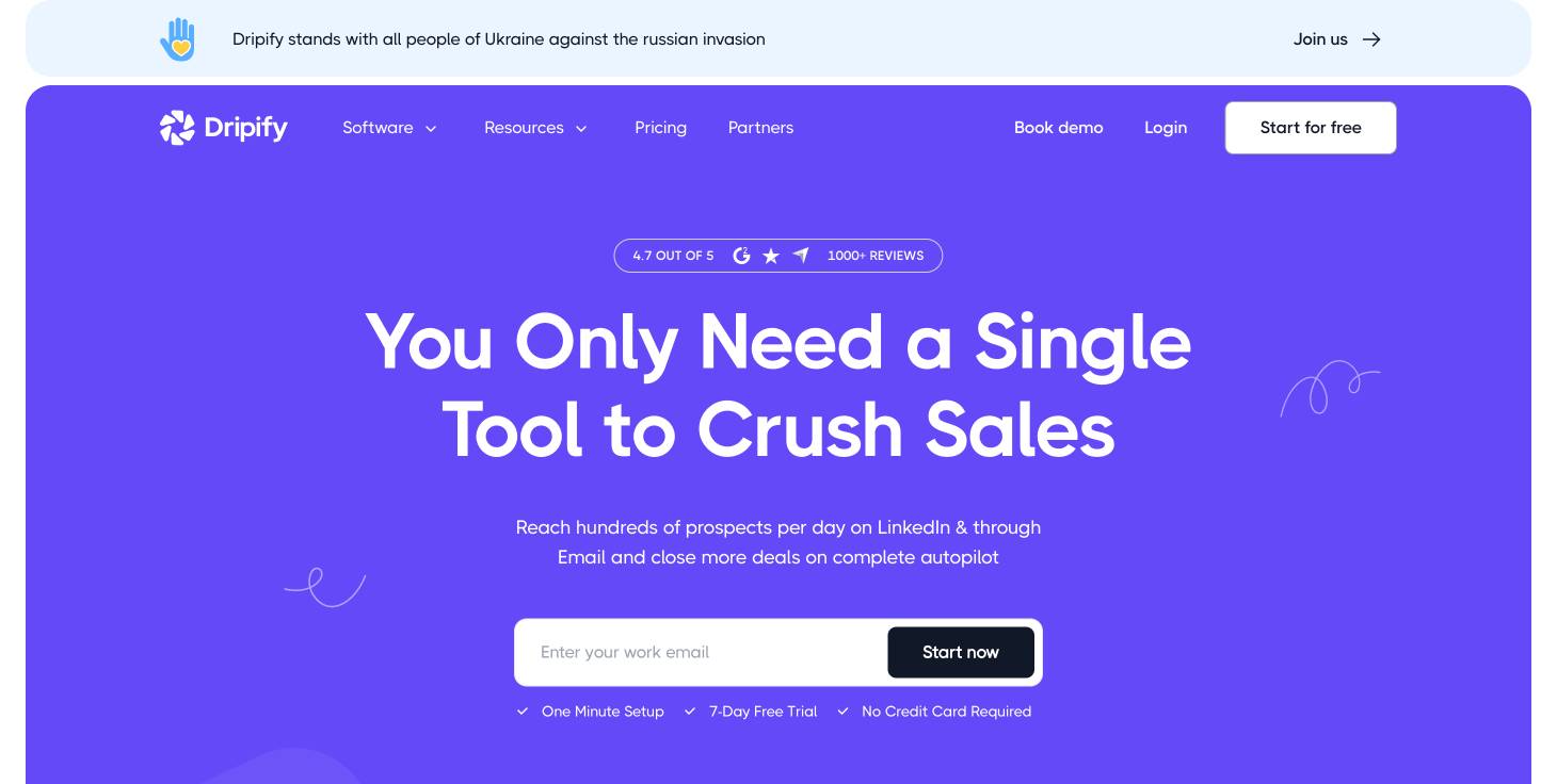 Dripify homepage