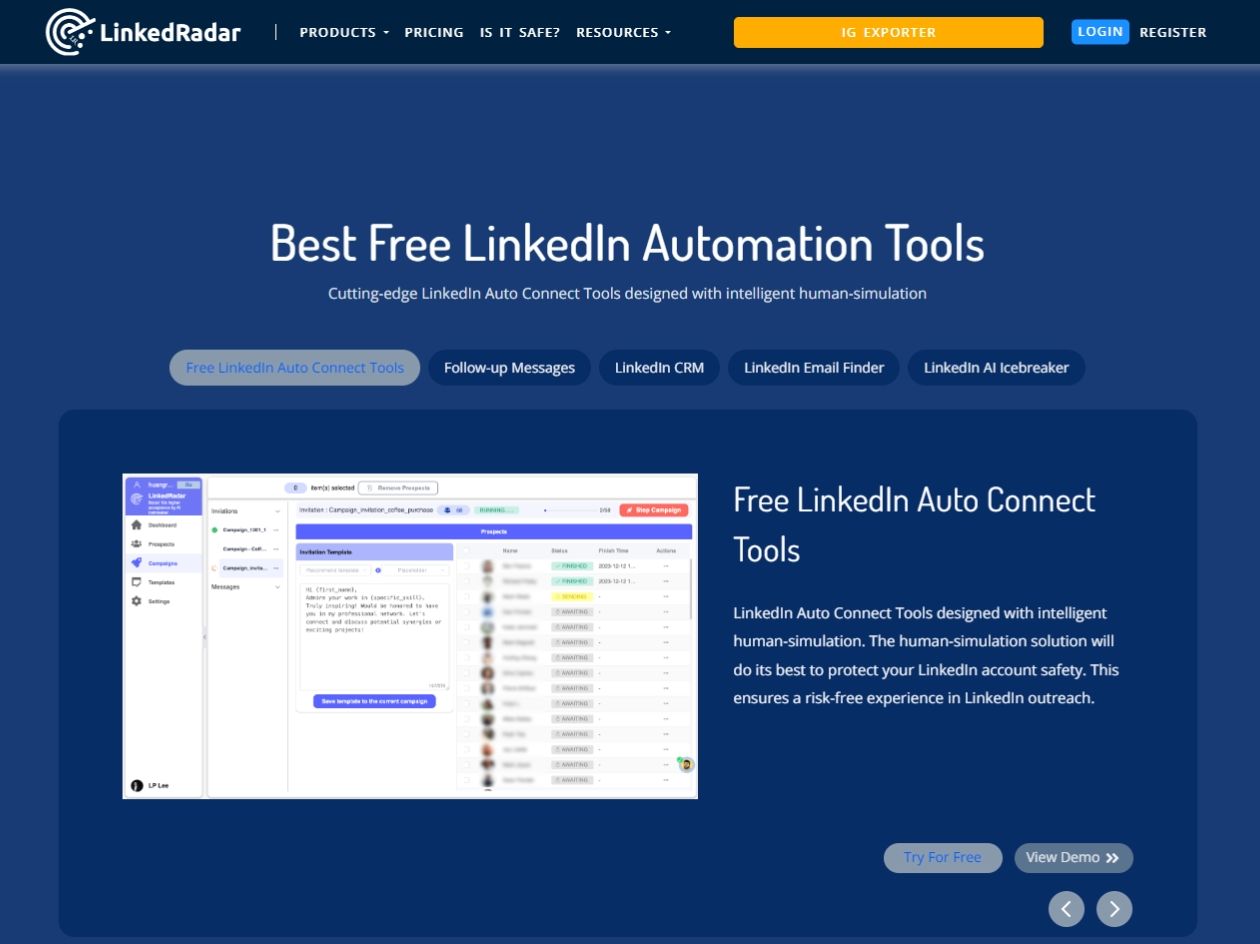 Linked Radar homepage