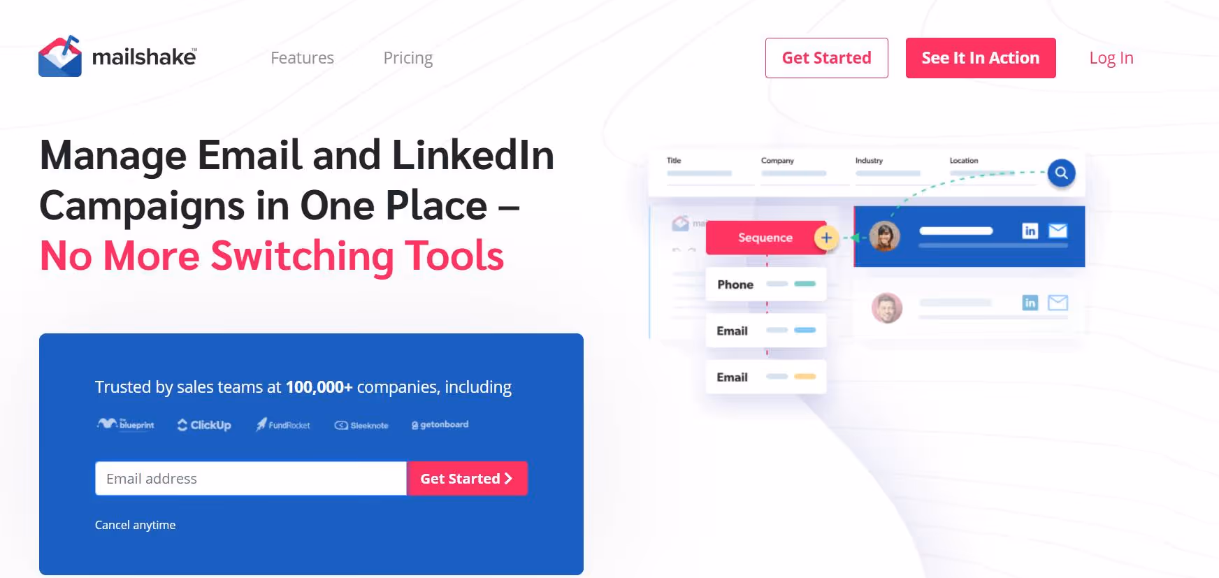 Mailshake email and LinkedIn campaign management software.