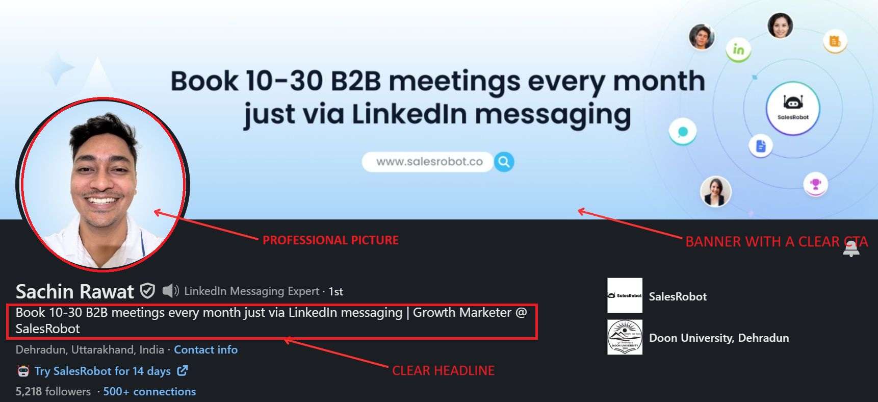 Optimised LinkedIn profile
