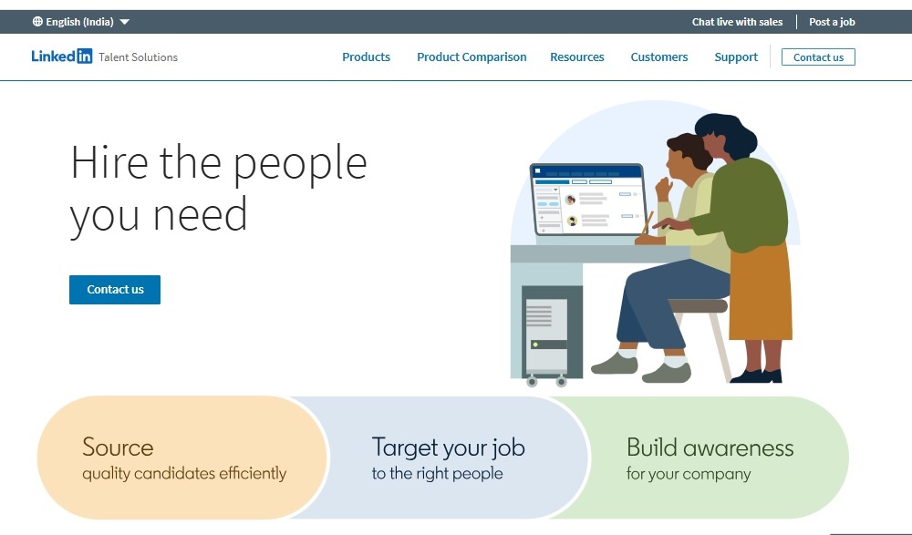 LinkedIn Talent Solutions webpage.