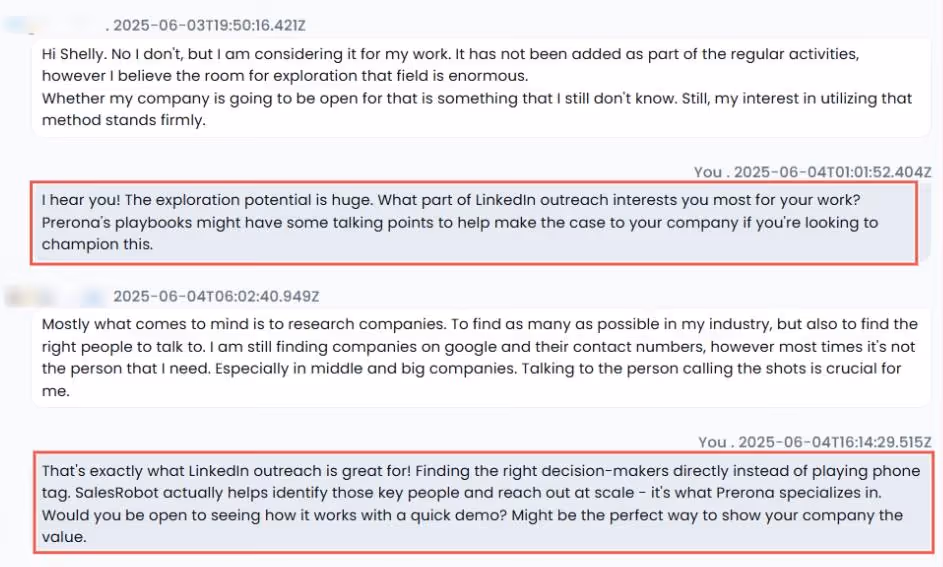 A screenshot of a LinkedIn messaging conversation.