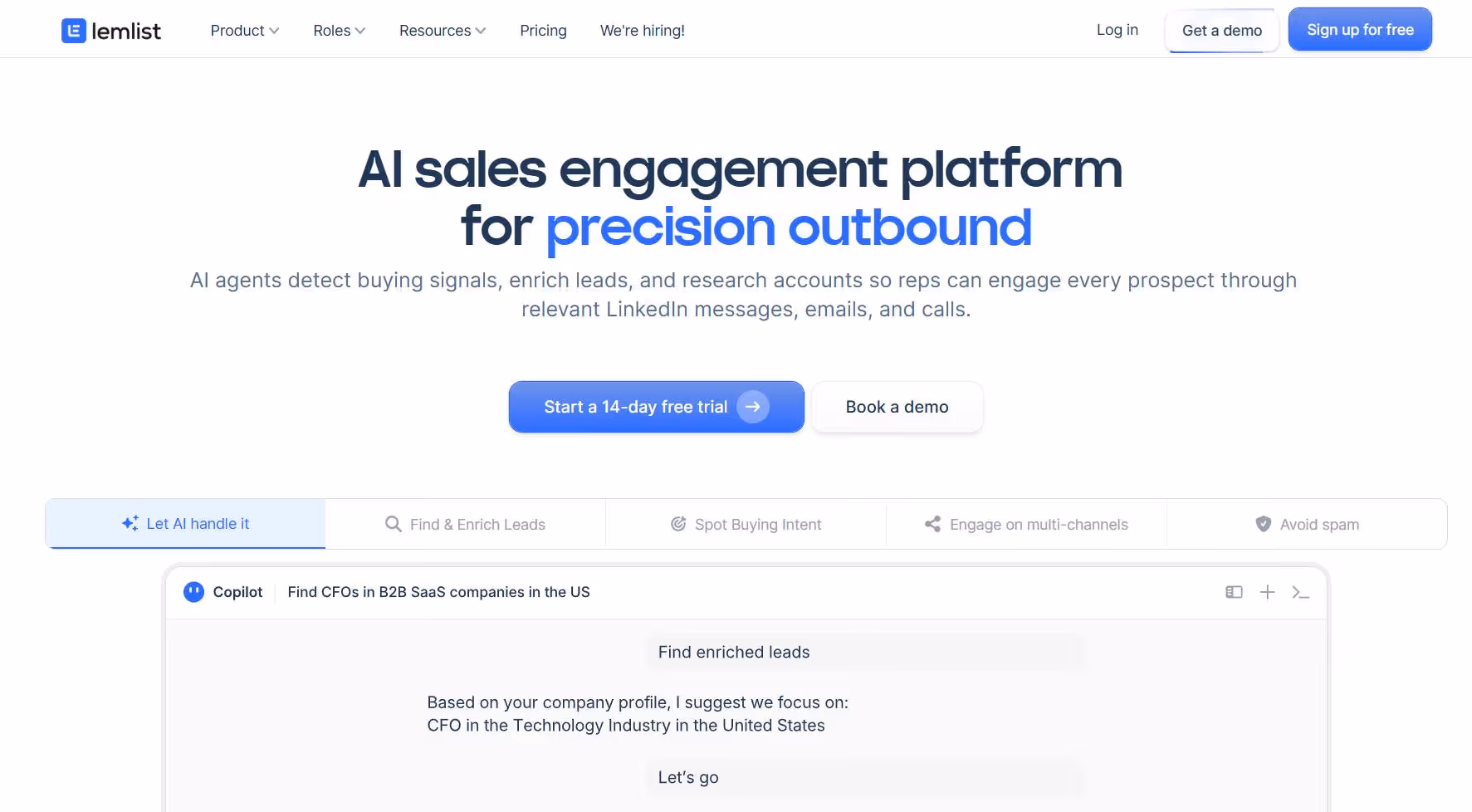 Lemlist homepage