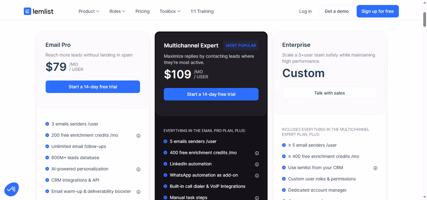 Lemlist pricing