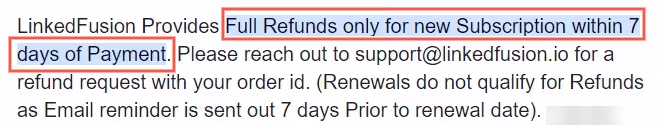 LinkedFusion refund policy