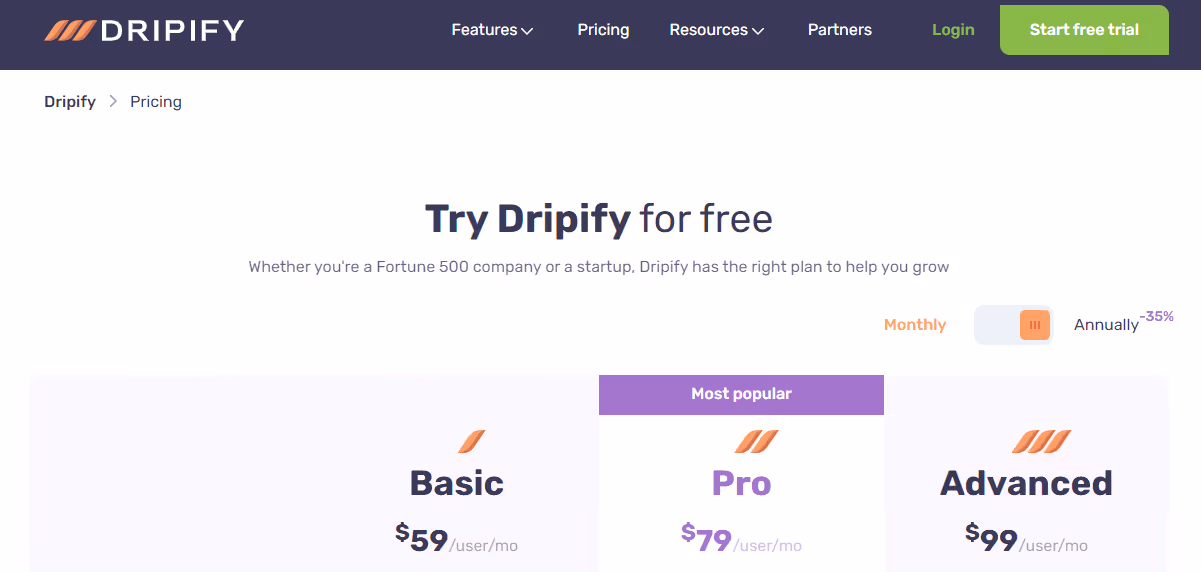 dripify pricing