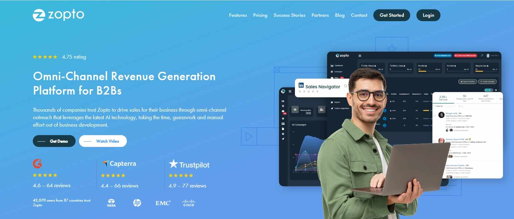 The Zopto homepage.