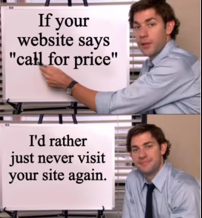 meme about website pricing