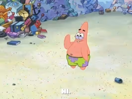 Patrick the starfish waves hello.