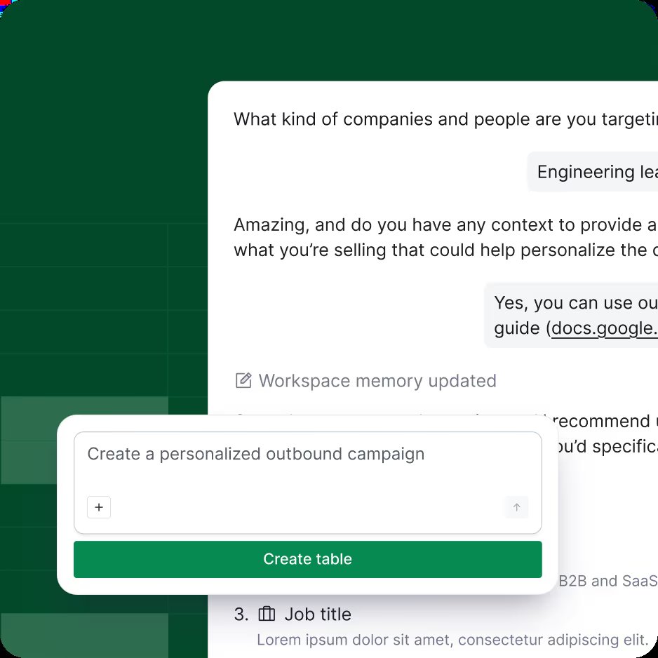 A text box prompting the user to create a personalized outbound campaign.
