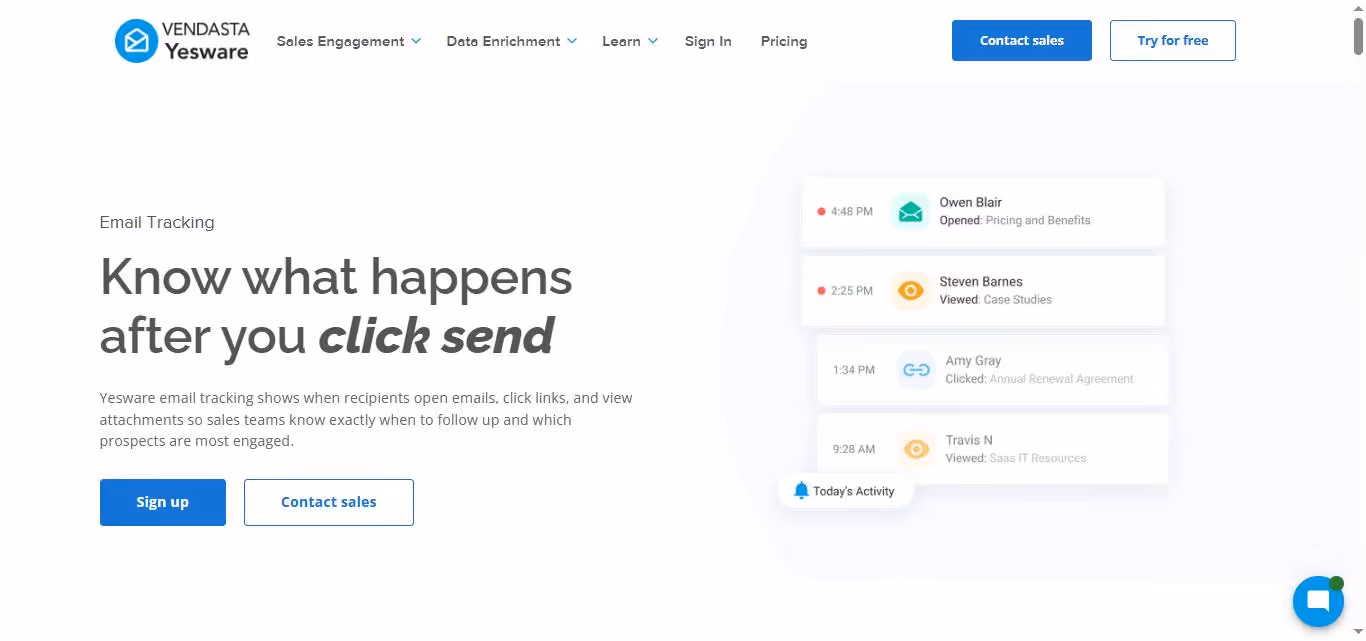 Yesware email history feature