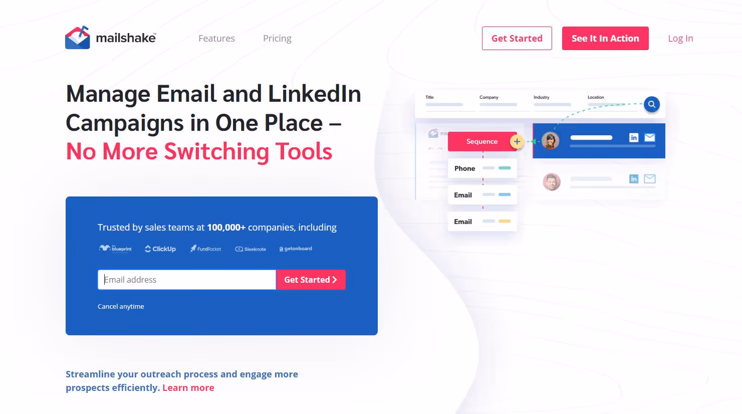 Mailshake homepage