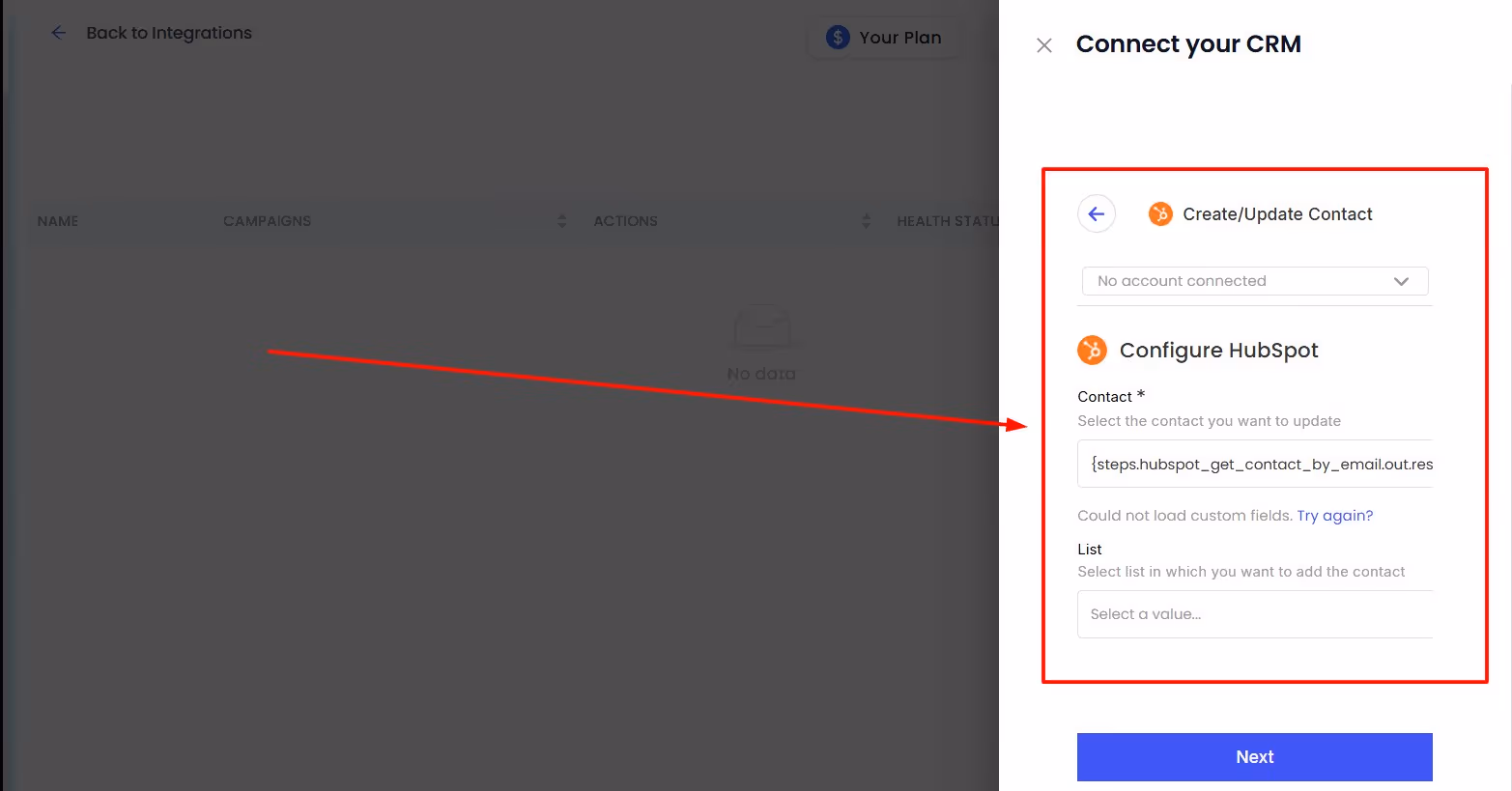 SalesRobot configure HubSpot integration 