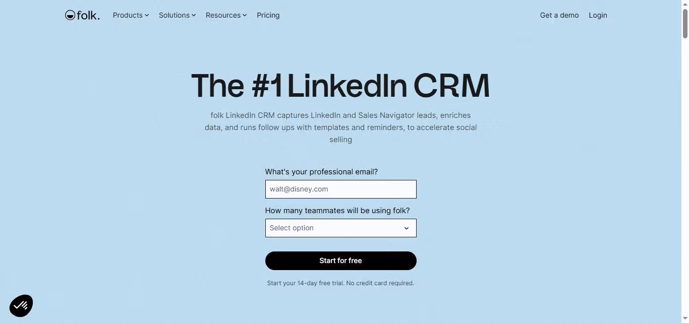 Folk CRM homepage