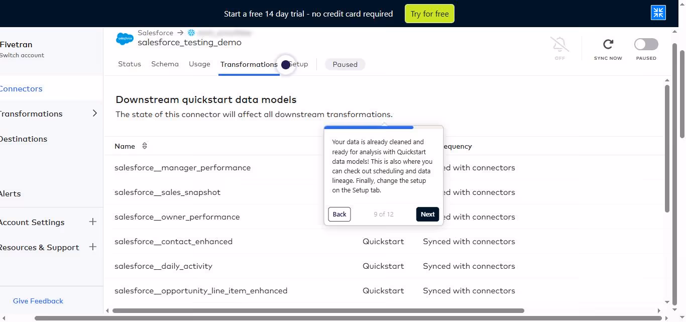 Fivetran salesforce connector transformations.