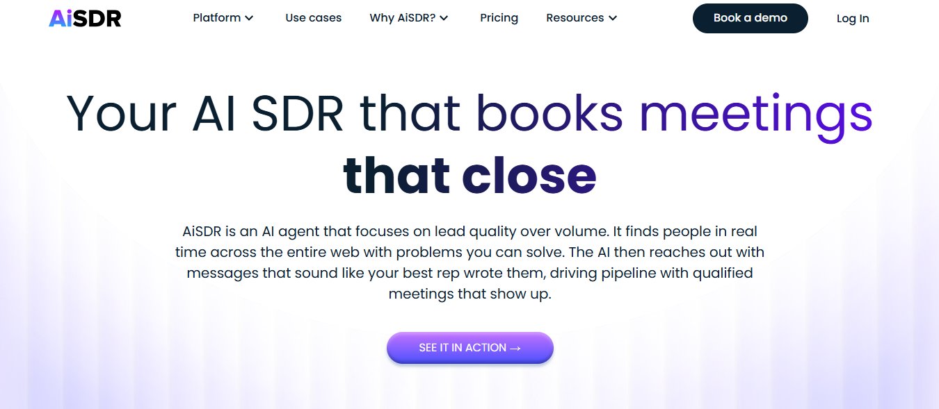 AiSDR logo and tagline: Your AI SDR that books meetings that close.