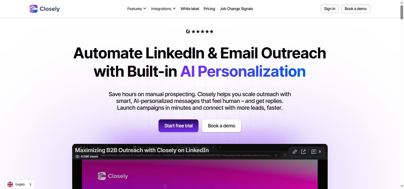 Closely homepage