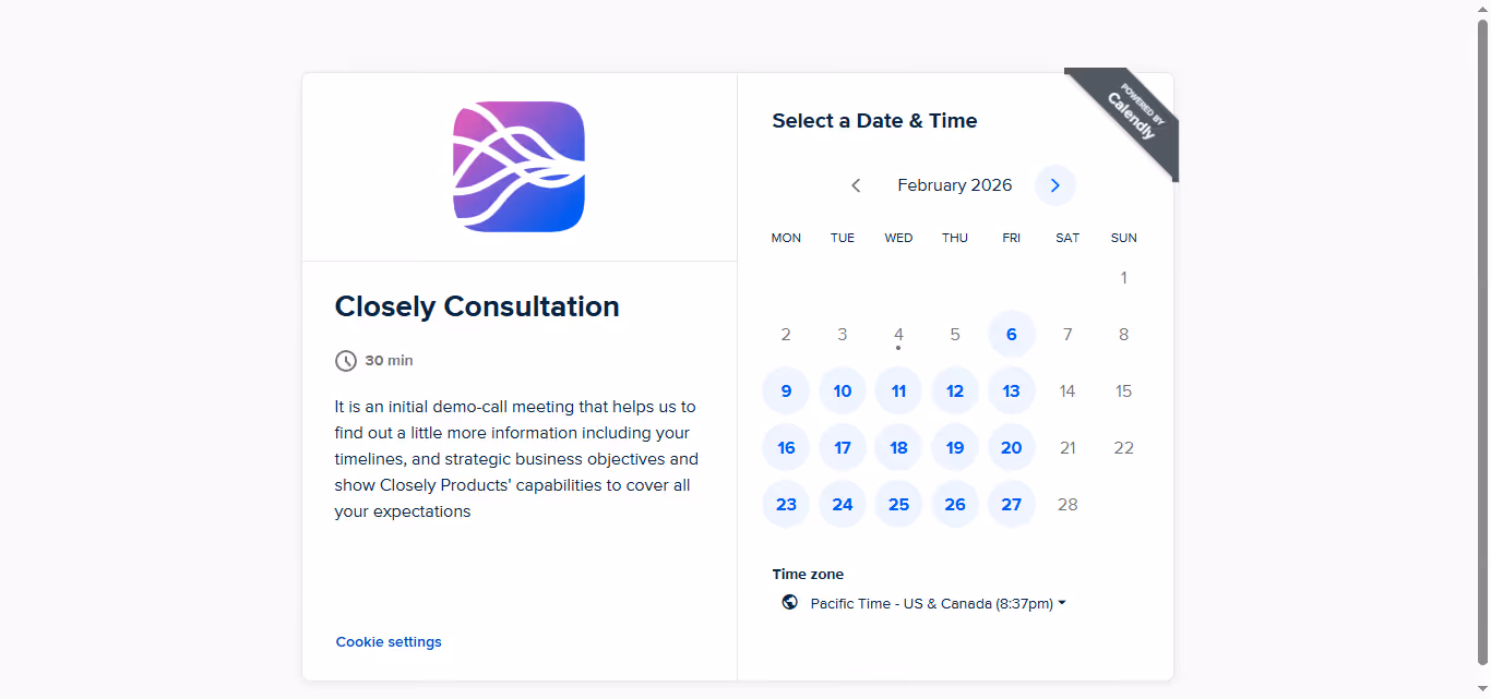 Schedule meetings using Closely