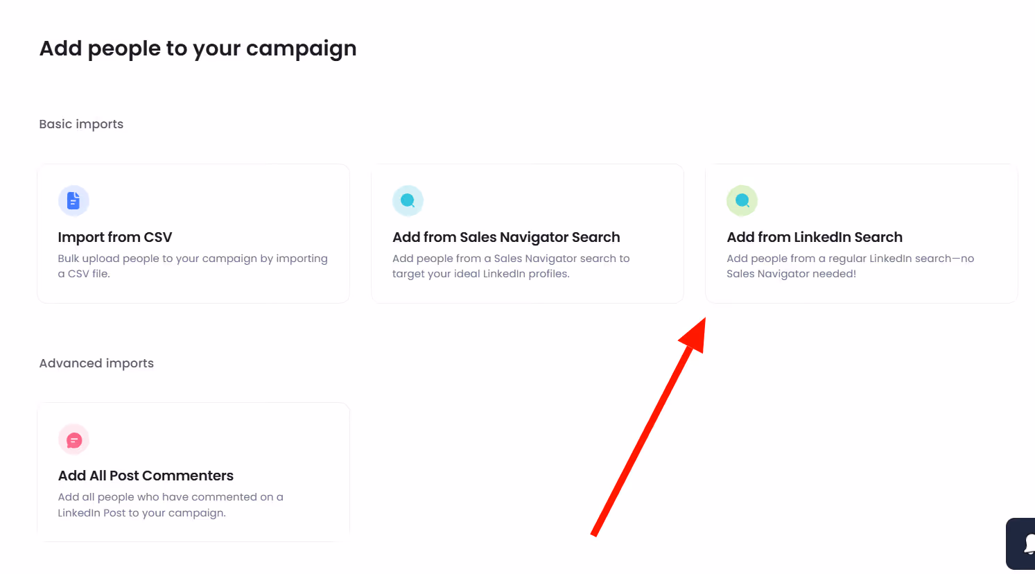 Add from LinkedIn search option to add prospects list in SalesRobot