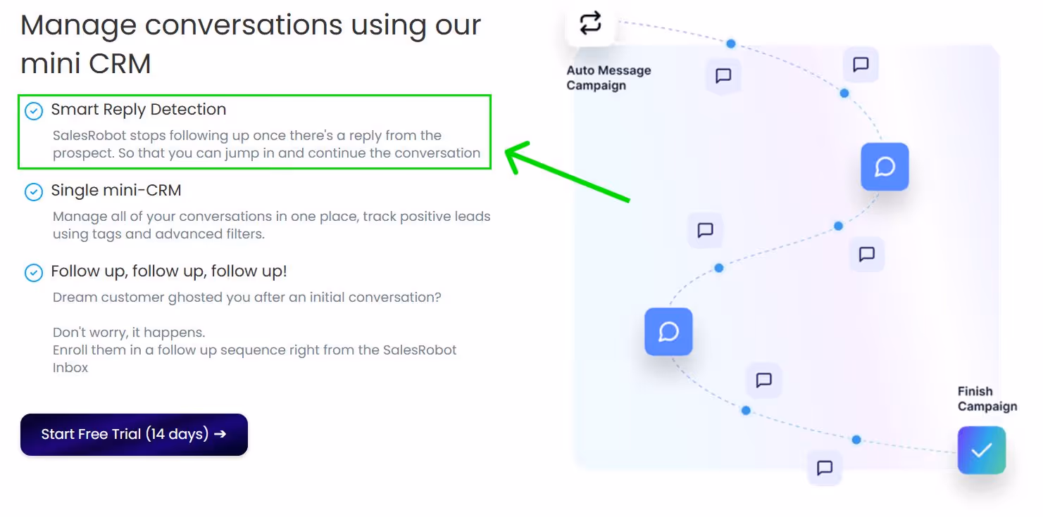SalesRobot Smart Reply Detection and mini CRM
