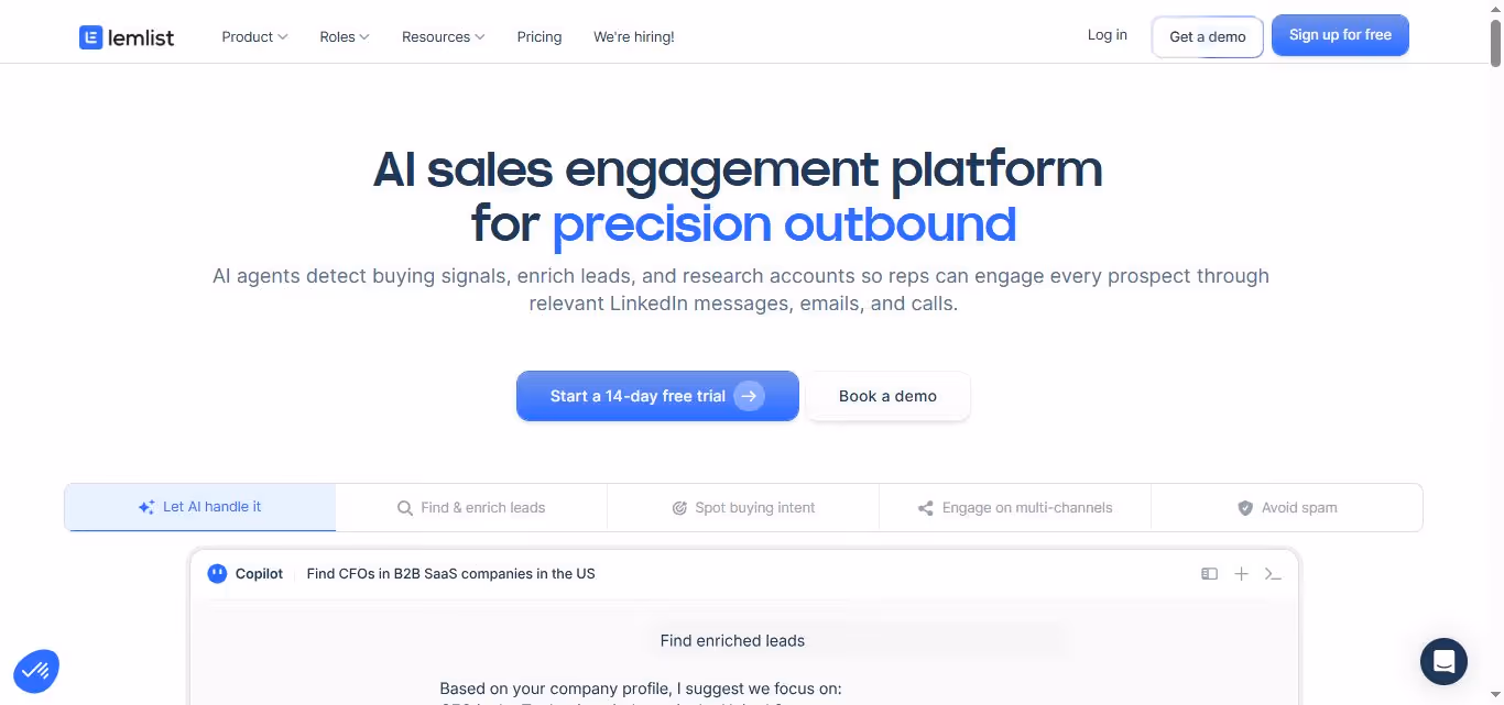lemlist homepage