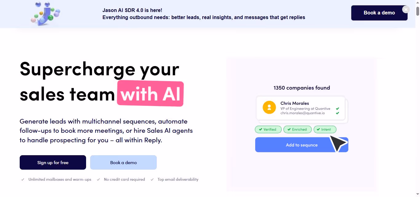 Reply.io Mainpage