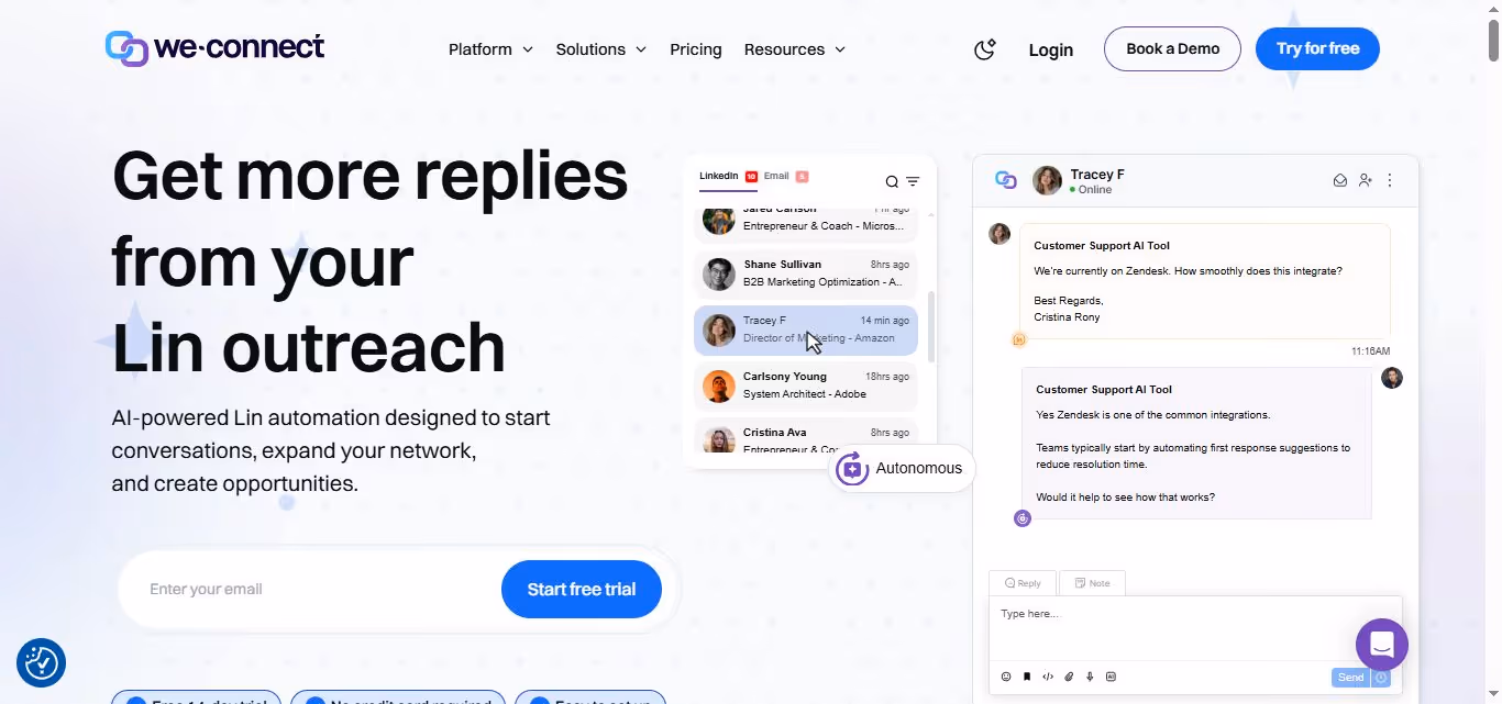 WeConnect homepage.