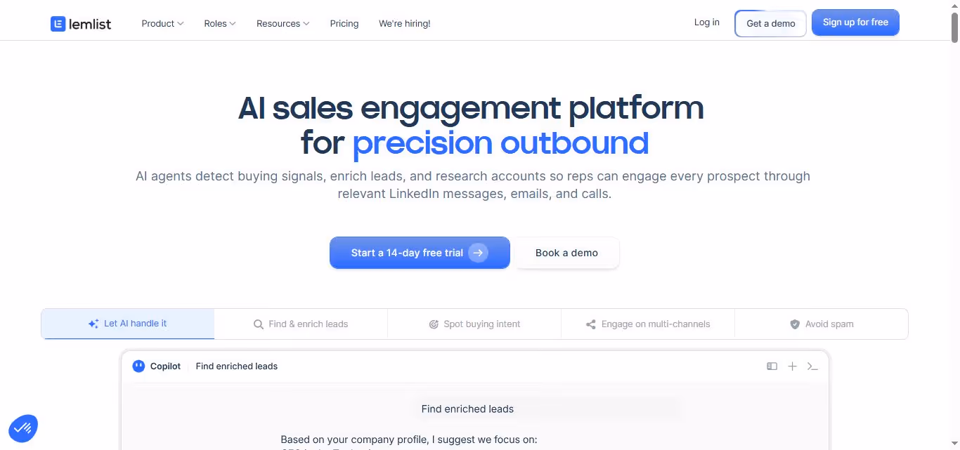 lemlist homepage