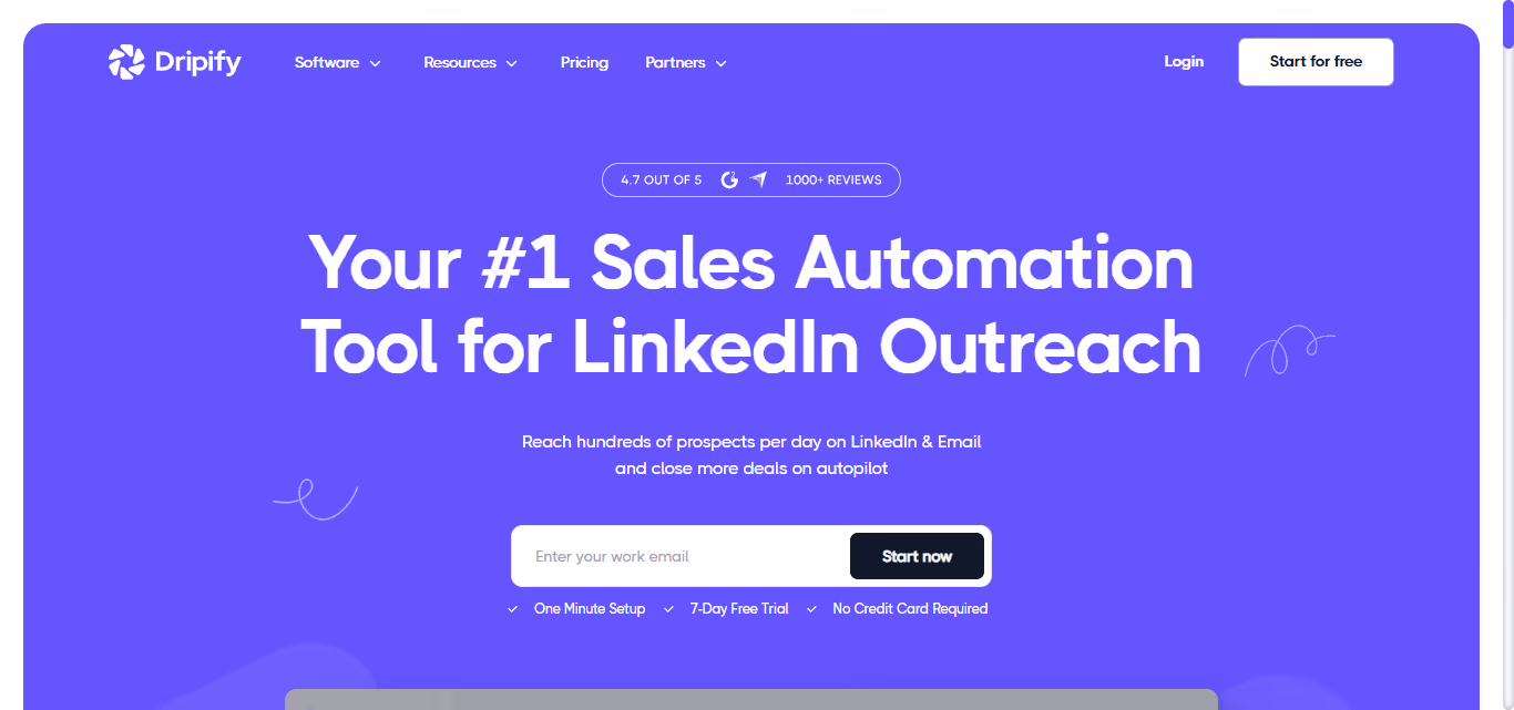 Dripify sales automation software homepage