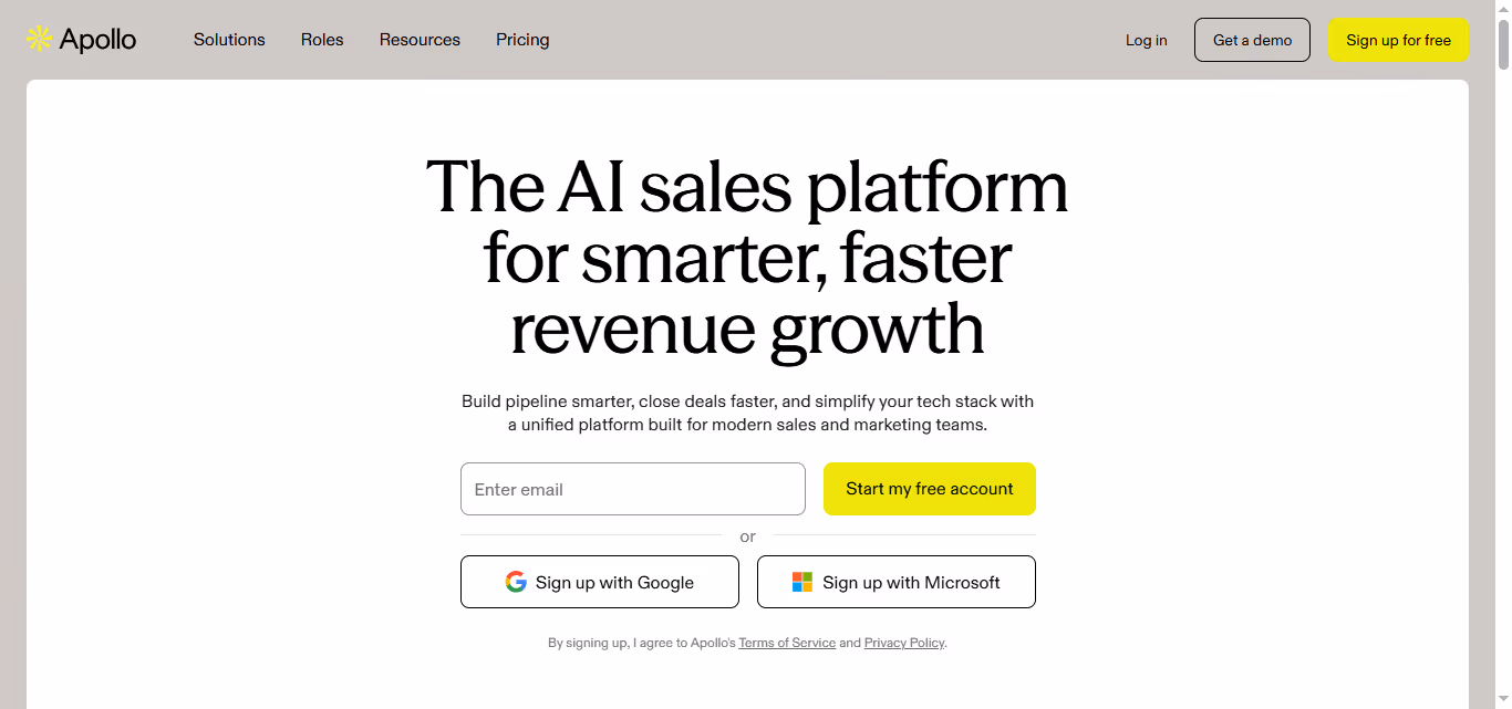 Apollo.io sales platform homepage