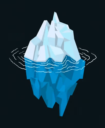 Iceberg submerged in water with its tip out