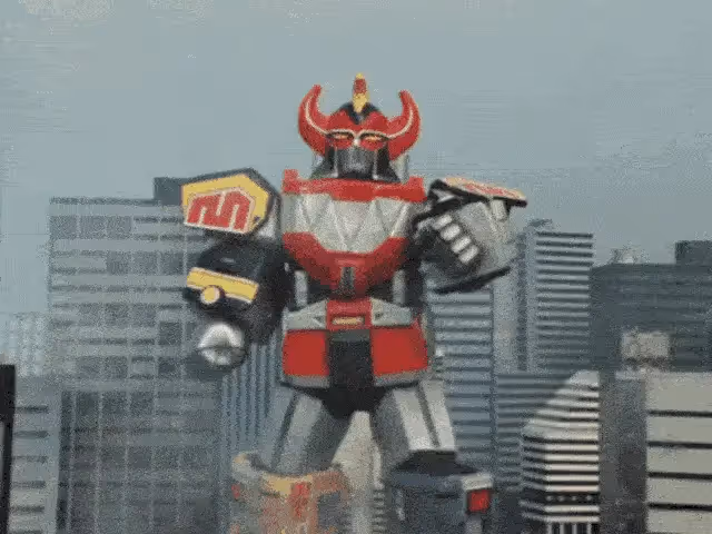 Huge robot punching