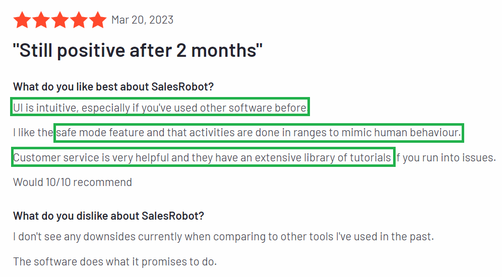 Salesrobot review on g2