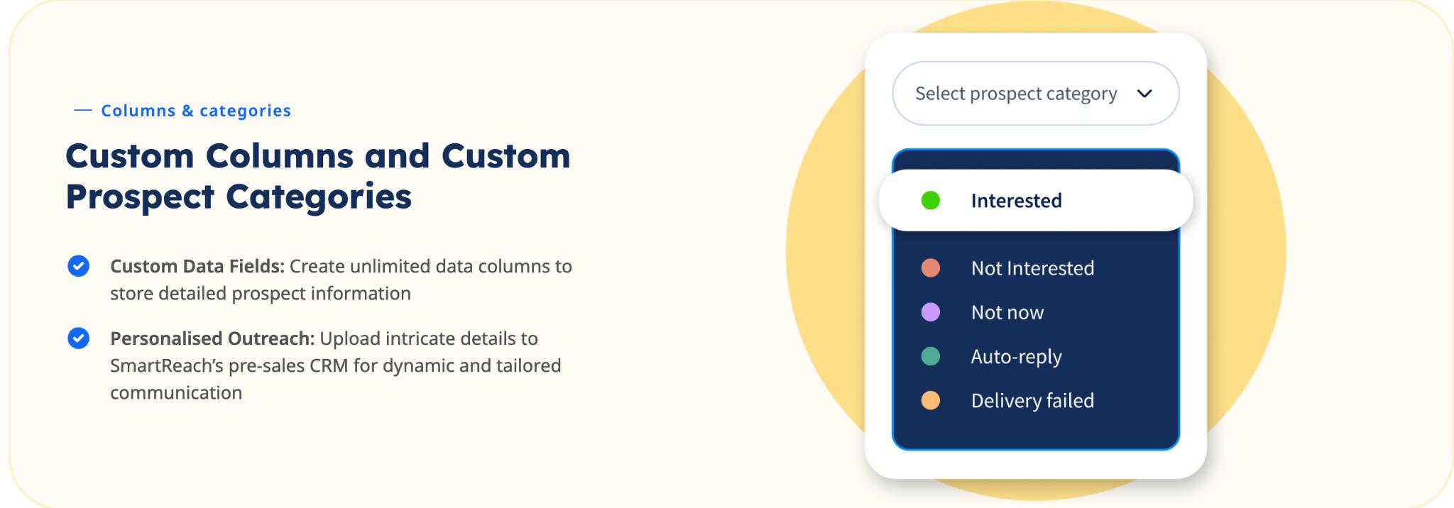 Prospect categories selection interface.