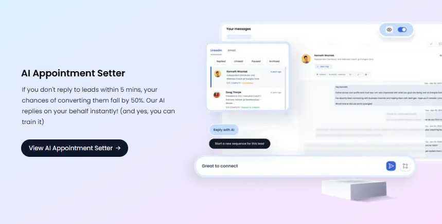 Screenshot of SalesRobot AI Appointment Setter interface