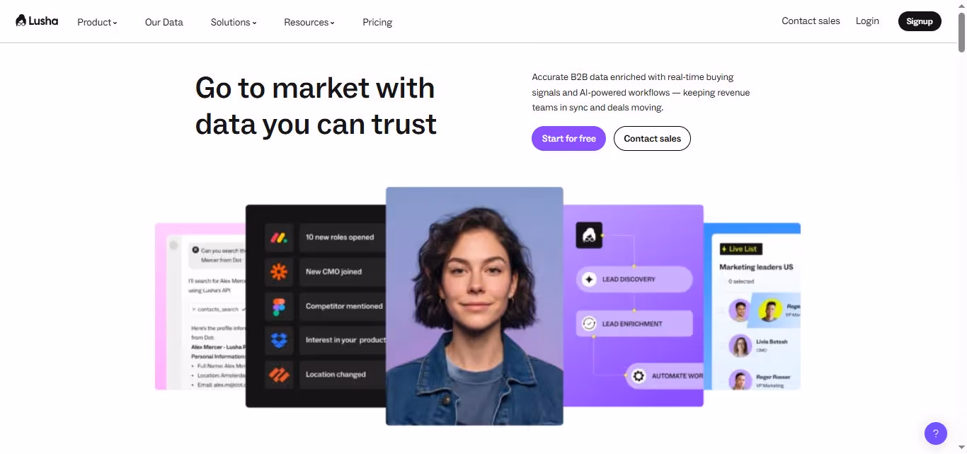 Lusha homepage