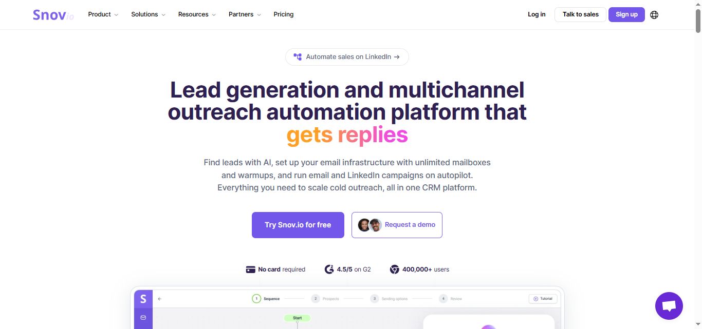 Snov.io homepage