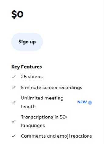 Free plan features.